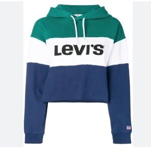 LEVIS colour block CROPPED HOODIE size large